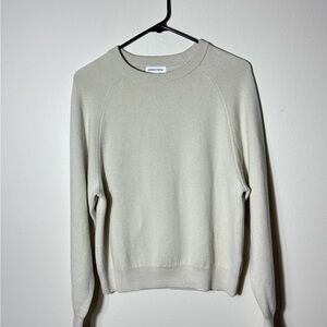 Nordstrom Knit Pullover Sweater Beige Cotton Cashmere Blend Crew Neck S Womens